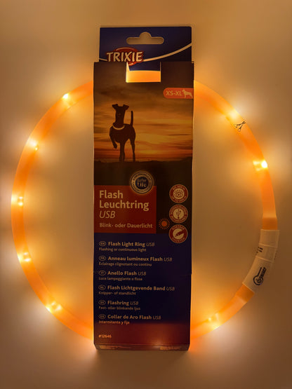 Trixie Flash Leuchtring USB Orange XS-XL
