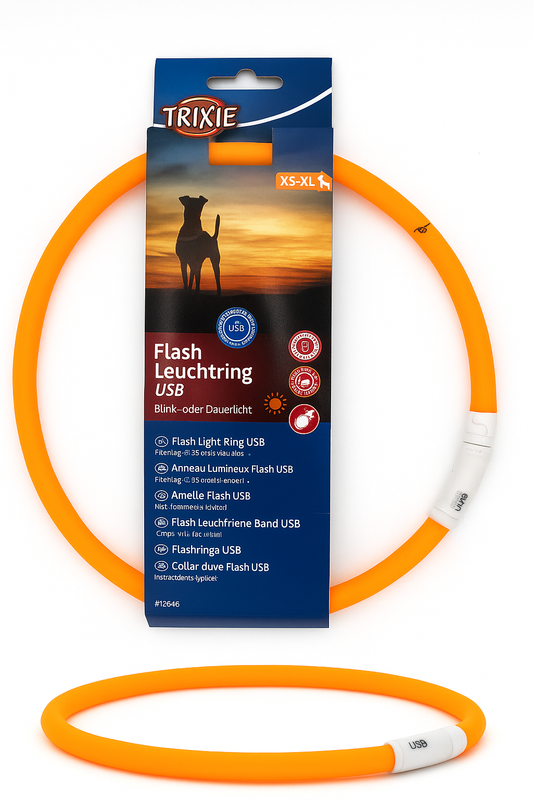 Trixie Flash Leuchtring USB Orange XS-XL